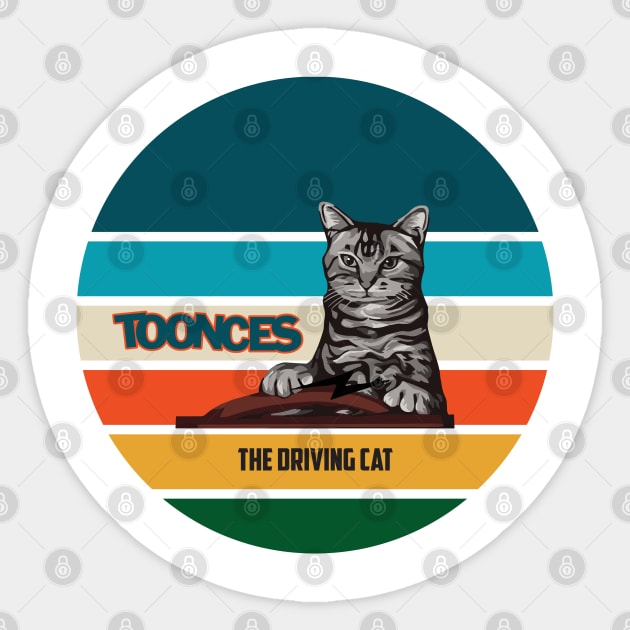 Toonces the Driving Cat Sticker by Geminiguys